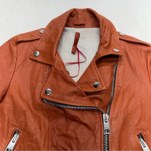Imperial Biker Jacket Short with Zip And Pockets Leather Women’s Size Small